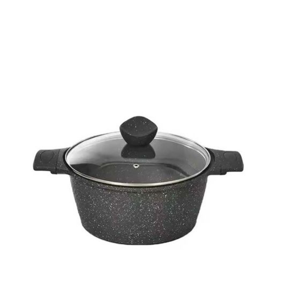 Granite Black Non-Stick Casserole with Glass Lid